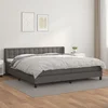 Greatstore Box spring postelja z vzmetnico siva 200x200 cm umetno usnje
