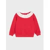 Sinsay - Pamučni crewneck duks sa ukrasnom kragnom - crvena