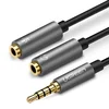 Ugreen Razdelilnik slušalk 3,5 mm mini jack AUX + stereo mikrofon 20 cm srebrn