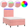 Vidaxl Box spring postelja z vzmetnico LED roza 120x190 cm žamet