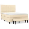 Vidaxl Box spring postelja z vzmetnico krem 140x200 cm blago