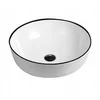 Okrogel pultni umivalnik LORYSA 415 x 415 x 135 mm bel s črnim poudarkom