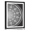 Plakat s paspartujem okrasna Mandala s čipko v črnobeli varianti - 20x30 silver