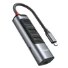 HUB postaja Havit 5v1 HB24 s štirimi USB izhodi - 3x USB-A, 1x USB-C in Mini Display Port - 100W, 5Gbps in 4K - siv - USB-C priključek