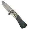 Damaskni vanjski sklopivi nož CO - 32807 DA3244 - Plava KP32807
