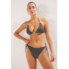 Trendyol Black Triangle Pearl Accessory Glittery Regular Bikini Set