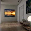 WallXpert slika na platnu 701002021C-049, usamljeno narandžasto drvo na vodi u zalasku sunca, 70 x 100 cm
