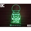 Black Cut 3D Lampa Dont Panic Zelena