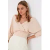 Trend Alacati Stili Ženska bluza dugih rukava ALC-019-053-BLZ, V-izrez, Roze
