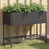 Vrtne sadilice s policom 2 kom crne 90 x 40 x 75 cm poliratan