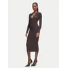 Elisabetta Franchi Pletena obleka AM-08B-66E2-V380 Temno rjava Slim Fit