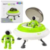 Vesoljska ladja UFO z astronautom, zelena, svetlobni in zvočni efekti