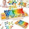 Montessori lesena sestavljanka, razvrščevalna igrača 6 v 1, učenje barv in številk