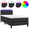 Krevet box spring s madracem LED crni 90x190 cm od umjetne kože