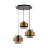 Spiega Pendant Lamp  Black+Brass 3X60W E27 Smokey Lapmshade