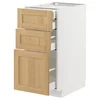 METOD / MAXIMERA Pod.elem.3front/2dnj/1srd/1vis.fiok, bela/Forsbacka hrastovina, 40x60 cm