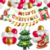 Nikcorp SUNBEAUTY komplet božičnih dekoracij božična girlanda z baloni Miki Dedek Mraz in božična drevesa, folijski baloni lateks baloni ter transparent Merry Christmas, rdeča zlata večbarvna