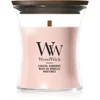 Woodwick Coastal Sunberry dišeča sveča z lesenim stenjem 85 g