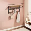 Songmics Stenski obešalnik za plašče 30x80x42 cm rjav