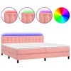 Vidaxl Box spring postelja z vzmetnico LED roza 200x200 cm žamet