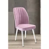 Hanah Home set trpezarijskih stolica Platinum 8 kom, roze tkanina Jerry, bele metalne noge