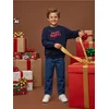 Sinsay - Crewneck duks sa natpisom Very Merry - mornarsko