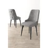 Hanah Home set trpezarijskih stolica Newa 8 kom, siva tkanina Babyface, crne metalne noge