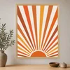 WallXpert uramljena slika na platnu Cc-D-Ah-1020, retro sunce sa zracima u narandžastim i žutim tonovima, 45 x 60 cm