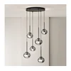 Ondaluce - Luster na sajli JEWEL 6xE14/10W/230V O 55 cm crna/zadimljena crna