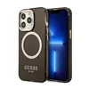 Guess Futrola za iPhone 13 Pro Max Black Gold Outline Translucent MagSafe