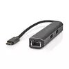 NEDIS Nedis, Razdelilnik USB-C 5-v-1 z RJ45 žensko / 3USB-A / HDMI 4K 5Gbps izhod 0,2 m, Črna, (5000063508)