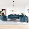 3-dijelni set sofa s jastucima plavi baršunasti
