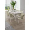HANAH HOME Rasklopivi trpezarijski sto i stolice (7 delova) Asfel White Marble Cream