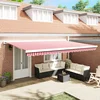 Skrovita tenda Crvena i bijela 500 × 300 cm Tkanina i Metal