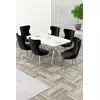 HANAH HOME Rasklopivi trpezarijski sto i stolice (7 delova) Esla White Marble Chrome Black