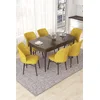 Hanah Home Set Trpezarijski sto i 6 stolica Nef, Žuto-braon
