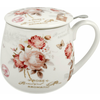 Duo Skodelica+pokrov+cedilo Vrtnica, 430 ml porcelan, darilna embalaža, 4968