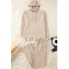 Trendyol Dark Beige Cotton Hooded Ribbed Knitted Pajama Set