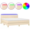 Krevet box spring s madracem LED krem 180x200 cm od tkanine