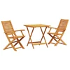 Vidaxl Zložljiv bistro set 3 szt. Rjava Masiven les akacije