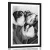 Plakat s paspartujem spomladanski tulipani v črnobeli varianti - 60x90 no frame