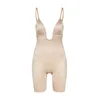 SPANX Oblikovanje postave Plunge Low-Back Mid-Thigh Bodysuit, bež