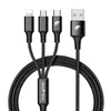 RhinoTech 3v1 kabel USB-A Micro   Lightning   Type-C 1,2 m črn