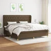 vidaXL Box spring postelja z vzmetnico temno rjav 200x200 cm blago