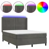 Vidaxl Box spring postelja z vzmetnico LED temno siva 140x200 cm žamet