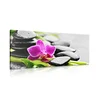 Slika wellness tihožitje z vijolično orhidejo - 80x40