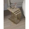 Hanah Home Mira set stolića (umetnuti), zlatna/travertin (3 kom)