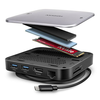 AXAGON HMC-UFO, vozlišče USB 10 Gb/s, 2x USB-A, USB-C, HDMI 4k/60, RJ-45, reža M.2, SD/mSD, zvok, PD 100 W, kabel USB-C 65 cm