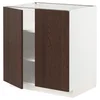 METOD Podni element s policama/2 vrata, bela/Sinarp smeđa, 80x60 cm