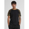 Raglan contrasting blk/woodcamo t-shirt